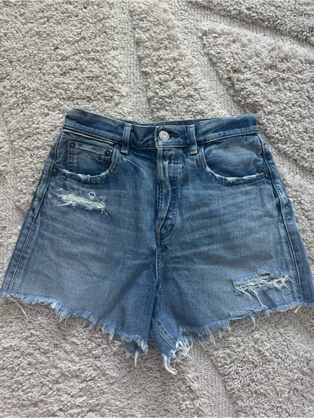 $275 Moussy Vintage Blue Women’s Denim Shorts 100% Cotton Size 27 Luxury